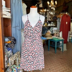 Audrey Pink and Black Animal Print Mini Dress